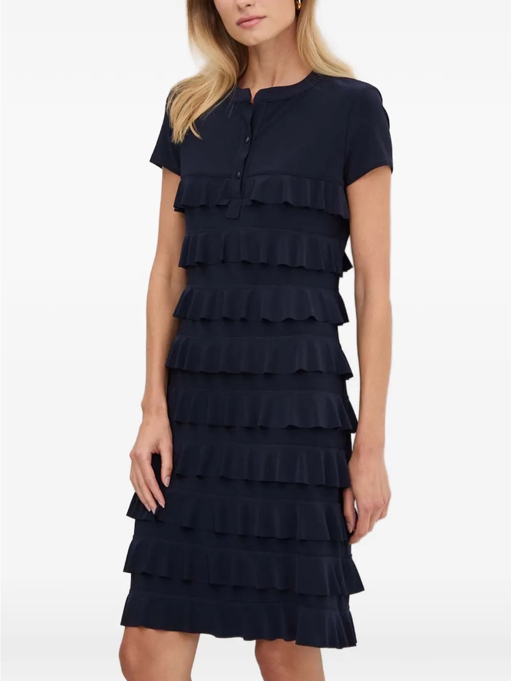 Joseph Ribkoff Navy Tiered Ruffle dress. Effortless yet flattering. Like new! 8